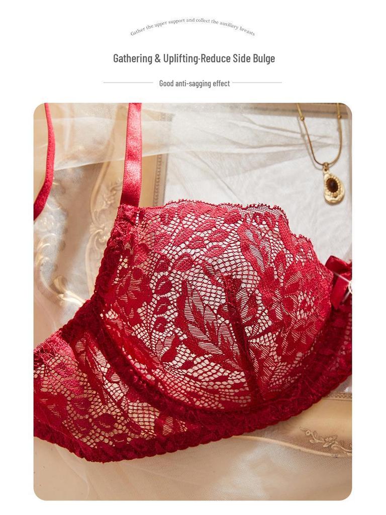 Комплект французского кружевного нижнего белья: Сексуальный комплект из бюстгальтера с вырезами и стрингов