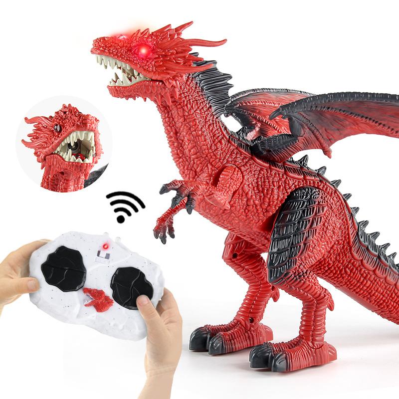 Electric Infrared Remote Control Spray Flying Dragon Toy Sound And Light Walking Dinosaur Children Dinosaur Model Toy