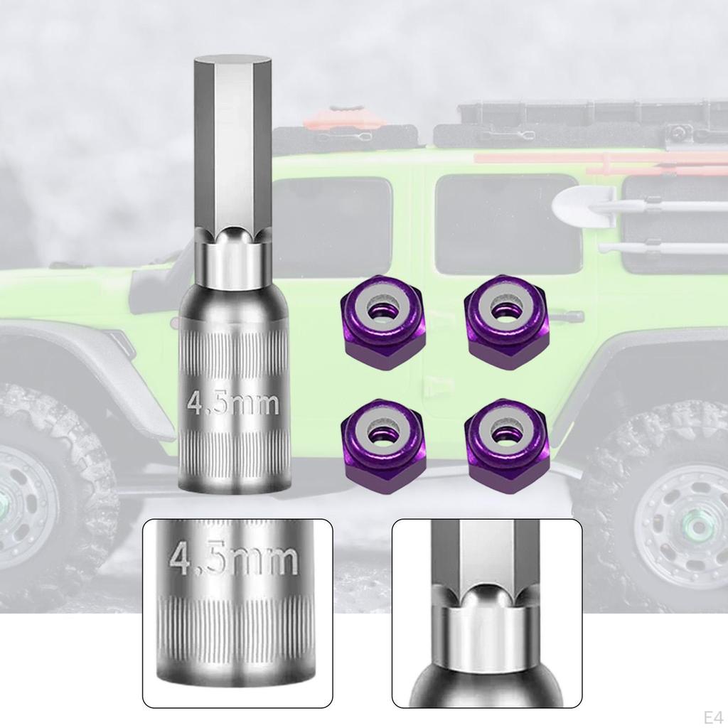 4 Pieces 1/30 Wheel Nuts RC Car Accessories Easy Installation for Crawler Nut Tool