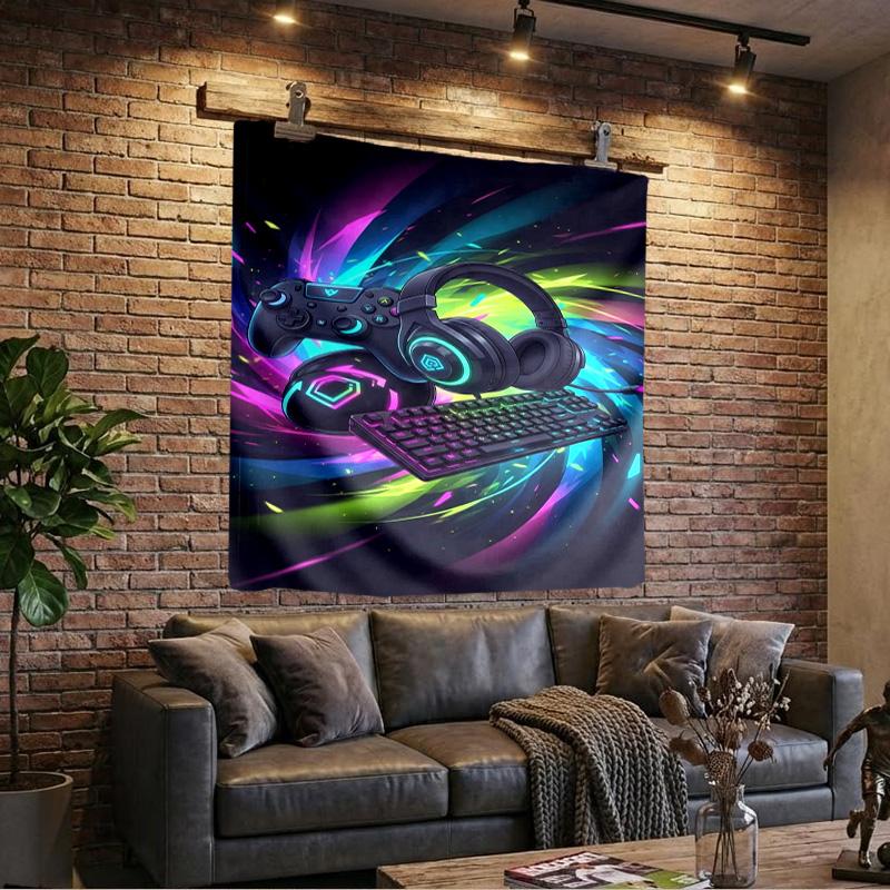 Neon Game Over Art Printed Tapestry, Wall Hanging,Livingroom, dormitory, Large Wall Decor, Fabric Decor Fan Birthday Gifts