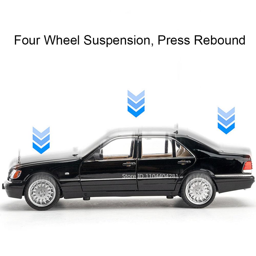 1:24 Модели W140 320sel 300sl Игрушки Литые машины Открывающиеся двери Со звуком и светом Инерционные Миниатюрные транспортные средства Коллекционные Модные подарки