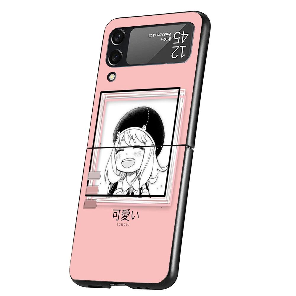 Spy Family Anya Cute Case Phone Cover for Samsung Galaxy Z Flip 7 6 5 4 3 5G ZFlip7 ZFlip6 ZFlip5 ZFlip4 ZFlip3 Black Fundas Gal