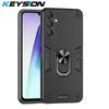 KEYSION Противоударный бронированный чехол для Samsung A17 5G Мягкий силикон+ПК Металлическое кольцо-подставка Задняя крышка для телефона для Galaxy A17 5G