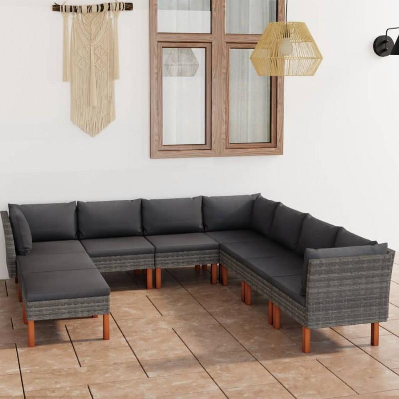 Day and Night - Day and Night Garden Furniture Set 9 Pieces and Gray Synthetic Rattan Cushions