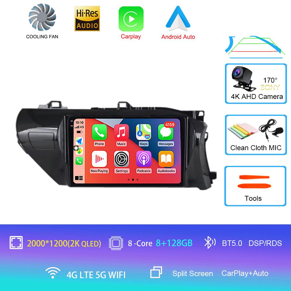 Для Toyota Hilux 2016-2020 Автомагнитола Android 14 Carplay Auto 2K Экран WIFI+4G Мультимедийный плеер 2din Автомагнитола Стерео Головное устройство