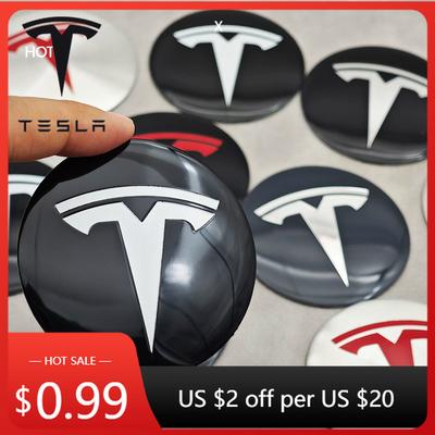 Автомобильная наклейка 2025 Новая 4 шт. 56 мм Колпачок Tesla Центральный колпачок ступицы Логотип Высококачественная наклейка для Tesla Model 3 Y S X Персонализированный автомобиль