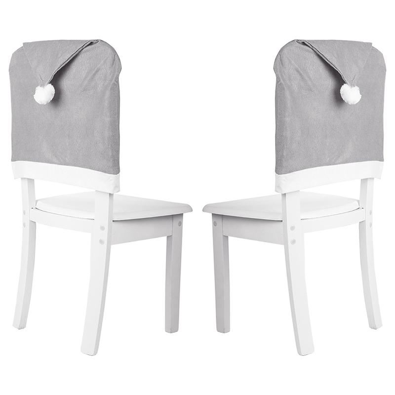 Чехлы для стульев в рождественских шляпах, чехлы для стульев на рождественский стол, декор для рождественской вечеринки