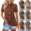 Women's Fashion Casual Lapel Short Sleeve Print Shirt Women's Button Up Tops