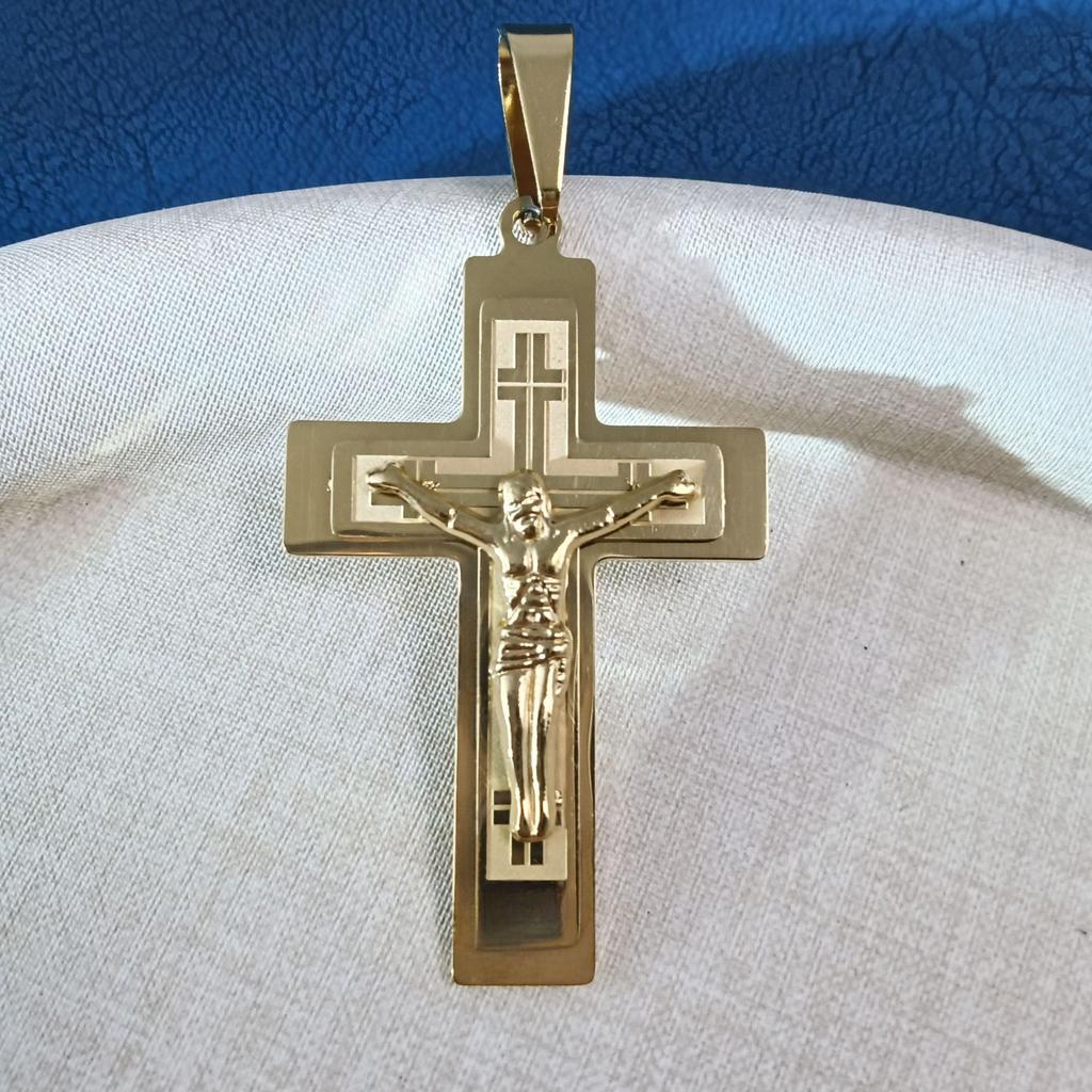 Новое плоское ожерелье из нержавеющей стали с крестом, ювелирные аксессуары