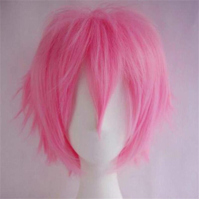 30cm Short Straight Cosplay Wig Anime Tilt Up Compatible Universal Omnipotent Heat Resistant Synthetic Hair Wigs + Wig Cap