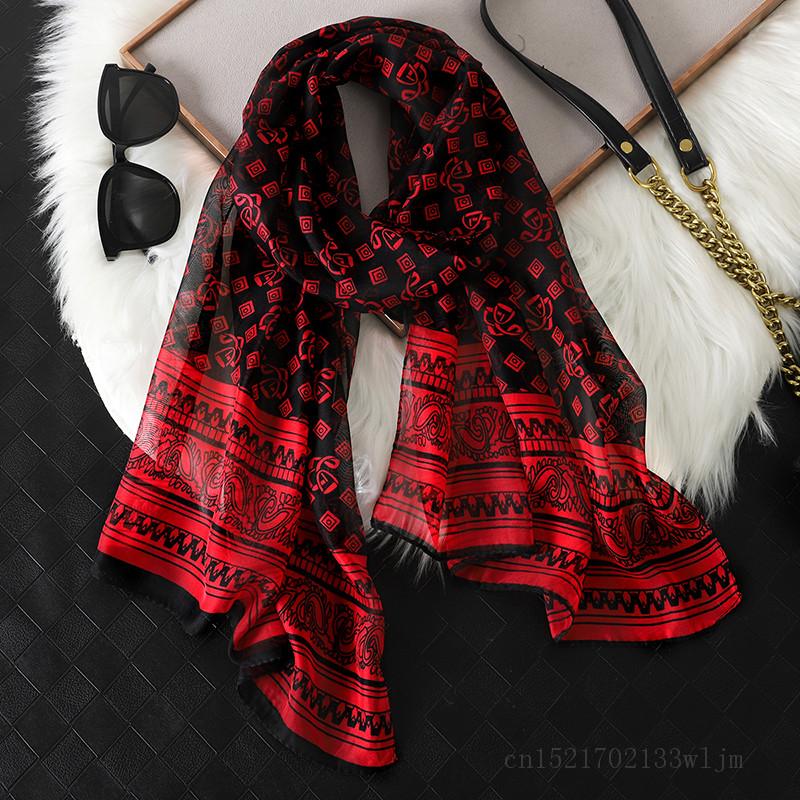 Fashion Printed Floral Chiffon Hijab Scarf Women Pareo Lady Bandanas Beach Towels Summer Muslim Veil Wrap Female Foulard