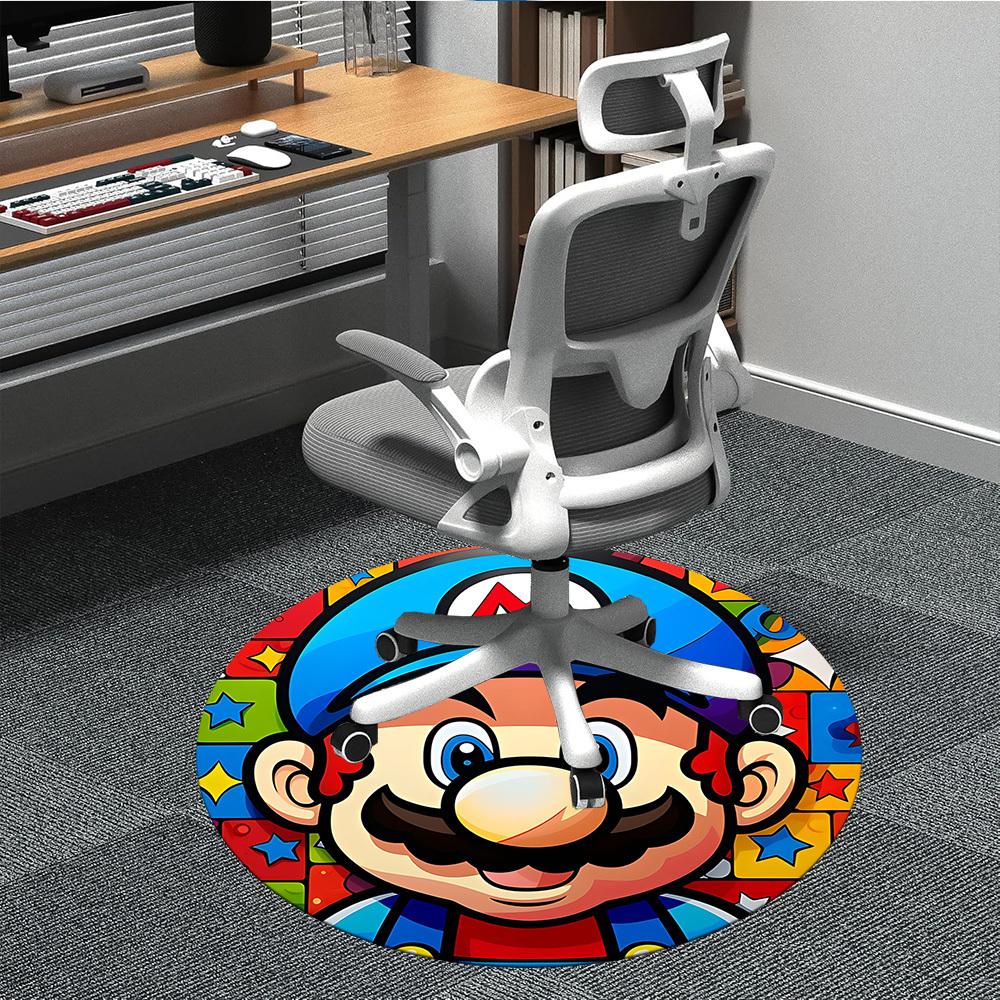 1pc Mario Party Office Round Area Rug, Indoor Mat Suitable For Office, Bedroom Living Room Home Decor, Room Deco, Offic a0926211
