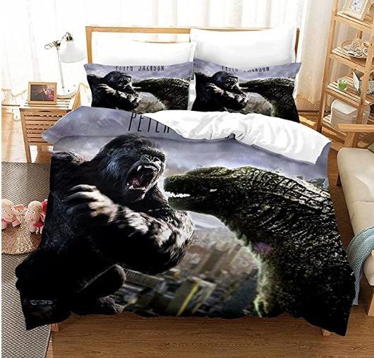 3D Printing Monsters G-Godzillas Bedding SetVS KingKongs Duvet Cover Set with Pillowcase 2/3pcs Quilt covers Twin Queen Single