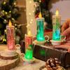 Christmas Small Candles LED Electronic Candle Lights with Cute Christmas Patterns Desktop Decorations