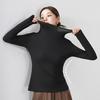 Women Bottoming Tops Half High Collar Long Sleeve Solid Color Slim Fit