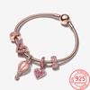 Classic 925 Sterling Silver Rose Gold Pav éHand Painted Love Moment Snake Bracelet Set and Necklace 925 Jewelry Gift