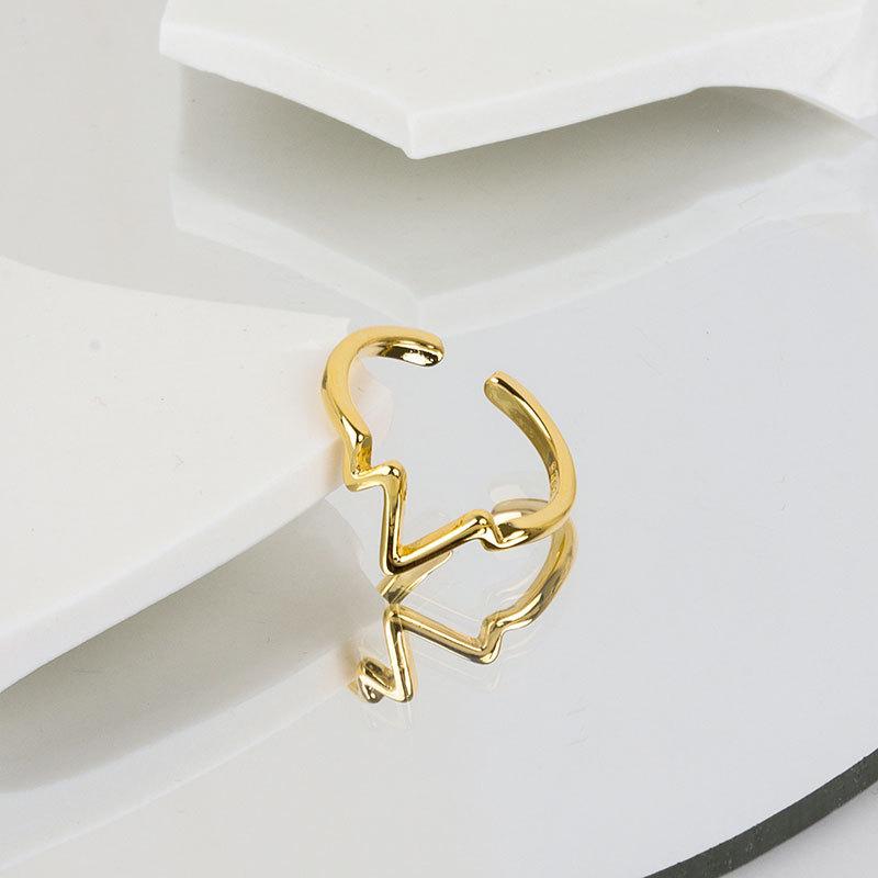 Geometric Glossy Concave Convex Shaped Ring Female Niche Design Personality High Sense Finger Ring Ins Cold Temperament Opening Index Finger Ring