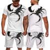 Мужские комплекты «Скорпион», новая летняя футболка с короткими рукавами, костюм большого размера, модный уличный костюм из двух предметов с короткими рукавами, 3D печать