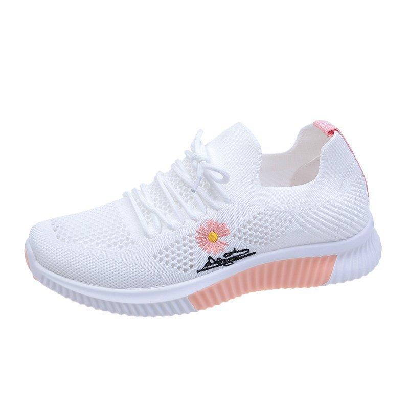 Small Daisy Little White Shoes Women's Foreign Trade Flying Woven Thin Shoes 2025 New Mesh Breathable Sports Women's Shoes