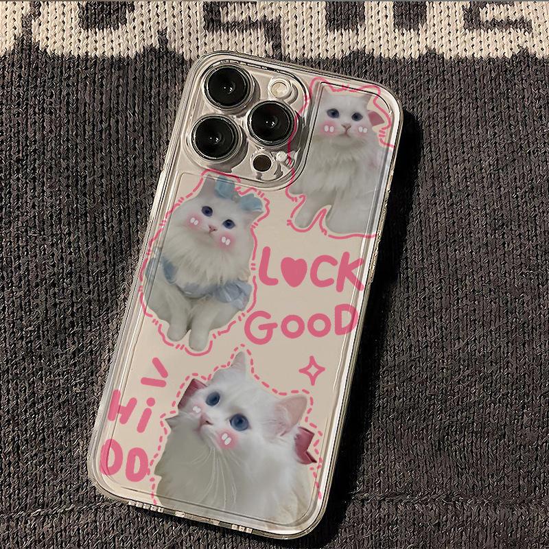 Ins три милых кота чехол для мобильного телефона iPhone17Promax прозрачный и подходит для Apple 16Pro космический чехол 15