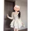 Spring and Summer New Sweet and Super Good-looking Cardigan Jacket Fluffy Casual Dress Women's Waist and Thin Dress