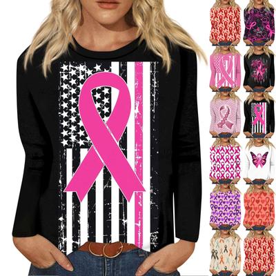 Женская модная повседневная футболка с круглым вырезом и длинным рукавом в стиле ретро, ​​топ