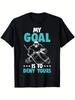 Men'S Short-Sleeve Round Neck T-Shirt with The Slogan My Goal Is To Stop Your Attack Featuring a H