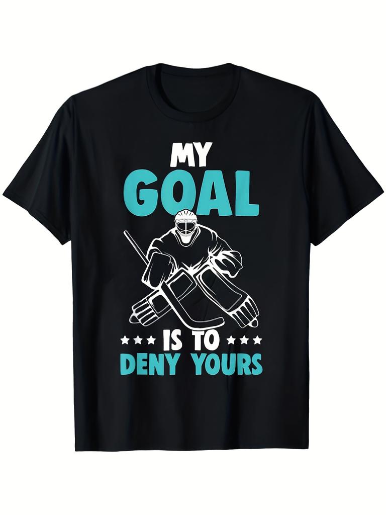 Men'S Short-Sleeve Round Neck T-Shirt with The Slogan My Goal Is to Stop Your Attack Featuring a H