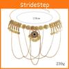 Antique Metal Gold Carved Waist Chain Women Accessory With Tassel Elements