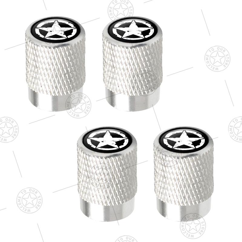 4pcs Five-Pointed Star Logo Car Wheel Tire Valve Caps Air Stem Aluminum Accessories For Jeep Wrangler Sahara Cherokee Ford F150 LVCZN1