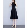 Plus Size Elegant Long [DREKOBOS] A-Line Dress, Sleeveless, Dress, Black, Summer, M-5XL