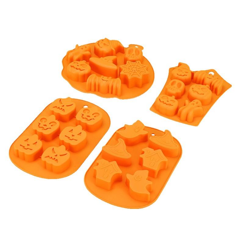 Silicone Chocolate Baking Molds Halloween Scary Pumpkin Cake Mold Ghost Hat Skull Ice Tray Candy Jelly Fondant Cookies Molds