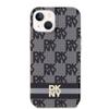 Dkny Iml Checkered Mono Pattern & Printed Stripes Magsafe Case For Iphone 15/14/13 - Black