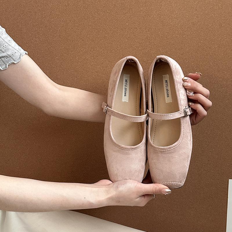 Ретро замшевые туфли Мэри Джейн с квадратным носком, летняя мода, верхняя одежда, повседневные, универсальные, с внутренней платформой, одинарные туфли Doudou