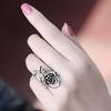 Gothic Women's Rose Flower Vine Alloy Enamel Finger Ring Cosplay Jewelry Gift