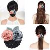 Hair Headdress Flower Hair Bun Holder Covers Barrette with Net  for Banks Hotels Staff