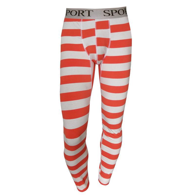 Мужские полосатые камуфляжные хлопковые кальсоны - теплые осенне-зимние нижнее белье