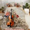 Скрипичный нотный стан Роза 3D-принт Постельное белье Наволочка Искусство классической музыки Ретро стиль Пододеяльник Домашний текстиль Комплект пододеяльника