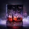 Gothic Vampires Whiskey Decanter Glass Liquor Bottle with Bat Castle Design Halloween Bar Decor for Bourbon