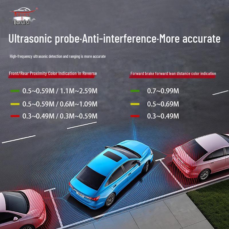 Светодиодный радар заднего хода Boruisi Crescent со звуковым сигналом и 8 датчиками