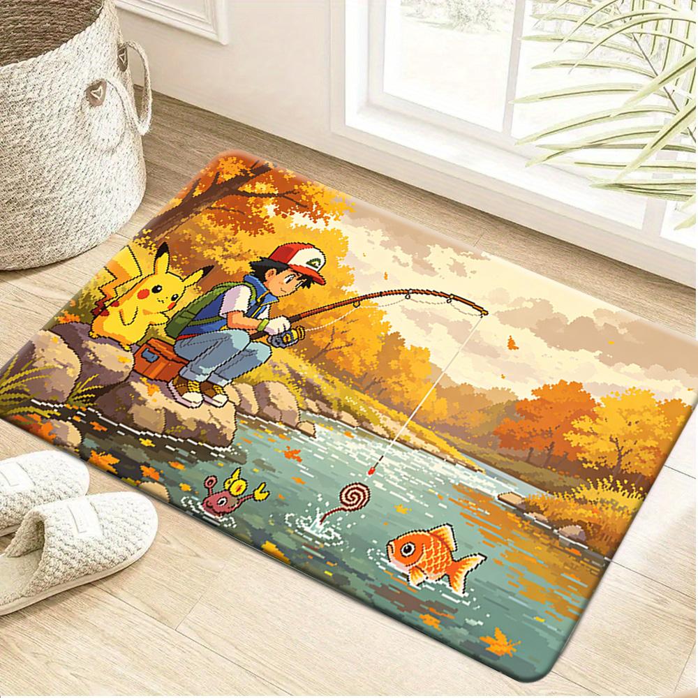 Pokemon Pikachu Eevee and Starters Graffiti Print Non-Slip Doormat Soft Floor Mat