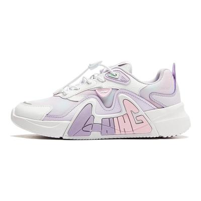 Li Ning Kids Ln 90 Fly V3 Удобная универсальная нескользящая износостойкая повседневная обувь Детская повседневная обувь Белый Фиолетовый YKCU066-4