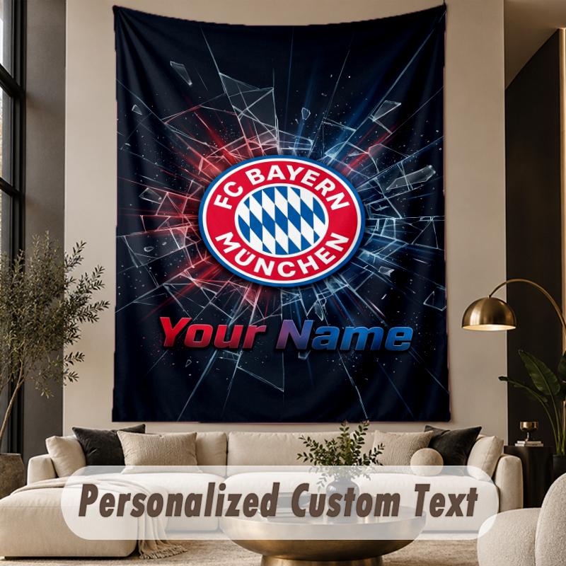 Custom Text Tapestry Bayern Munich Print Wall Tapestry Indoor Living Room Wall Decor
