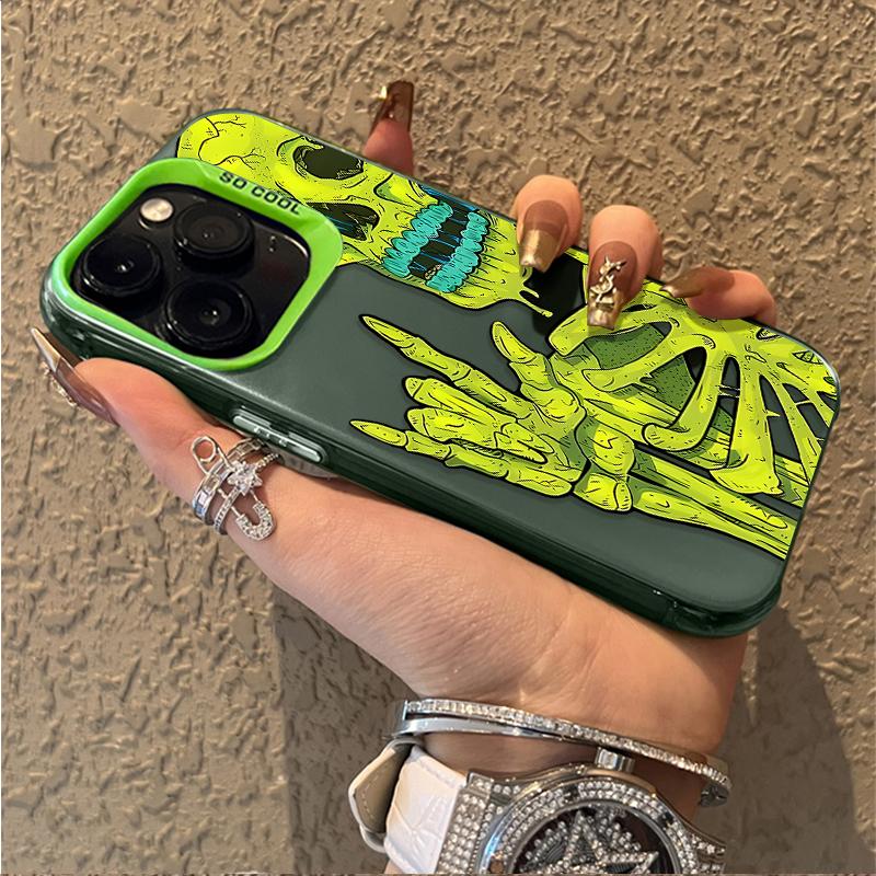 Розово-зеленый чехол-череп для Xiaomi POCO X7 X6 X5 X3 NFC F7 Ultra F6 F5 Pro F4 F3 GT M5S C65 C75 M3 M4 M5S M6 Pro 4G 5G Etui