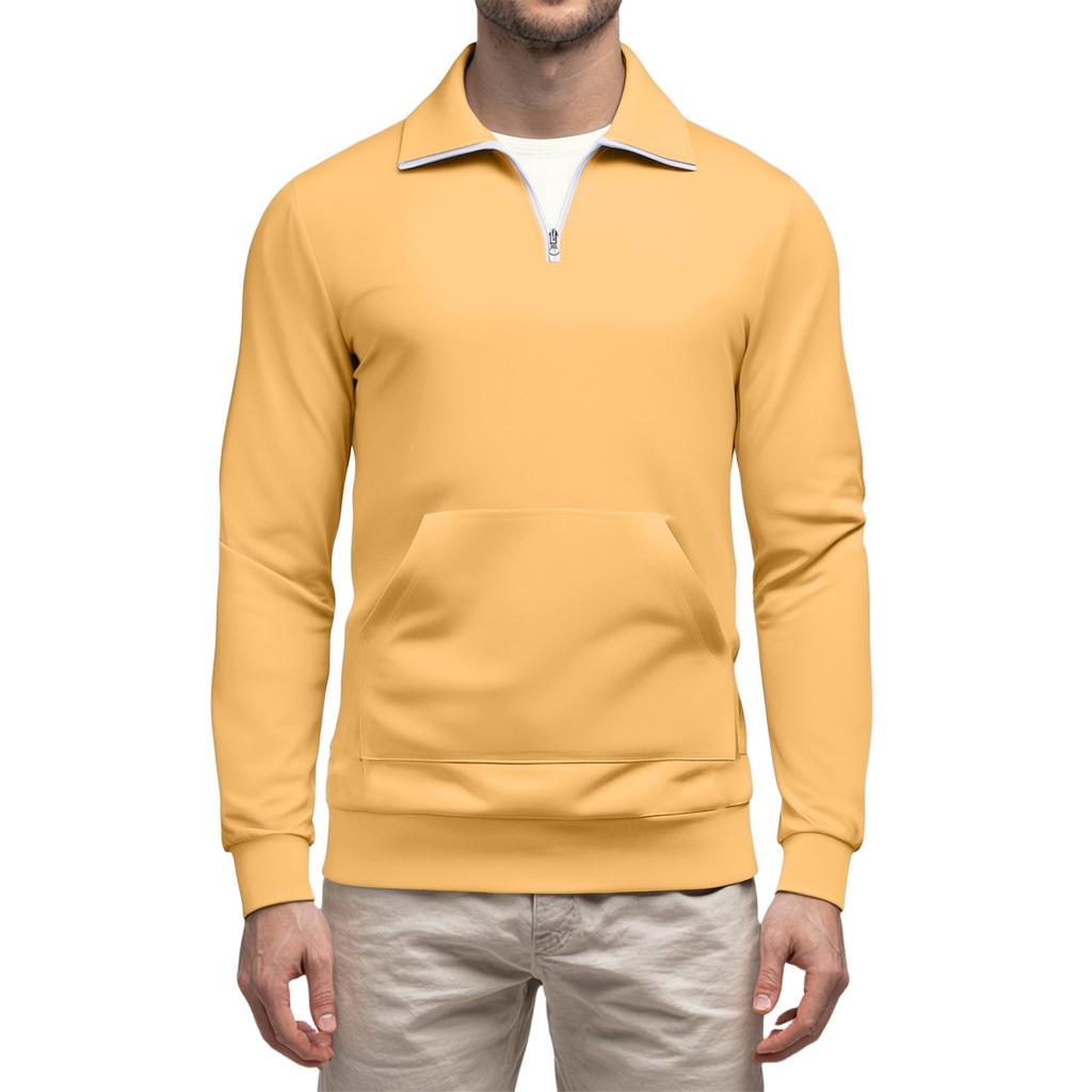 Мужской повседневный свитшот с длинными рукавами, воротником на молнии до четверти.