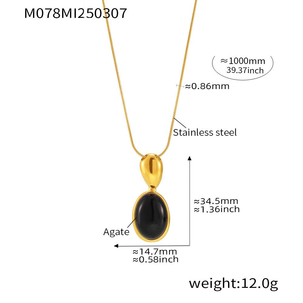 Custom 18K Real Gold Stainless Steel PVD Electroplated Trendy Tiger Eye Stone Long Necklace Easy Match Sweater Chain Jewelry