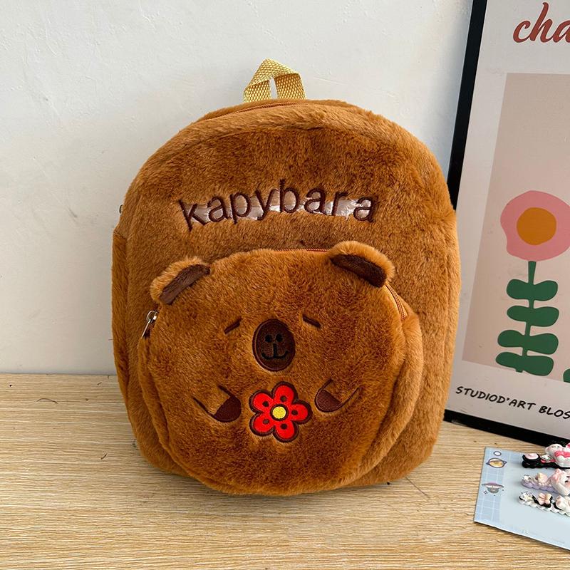1Pc  Style Kapibala Doll Plush Backpacks Large Capacity Cartoon Capybara Backpack Plush Women Bag Gift For Kids