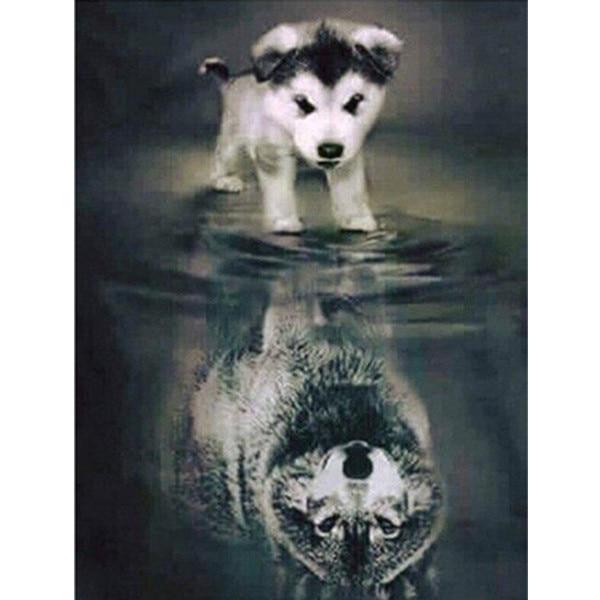 DIY Алмазная вышивка Отражение воды 5D Полный круг Алмазная картина Современное животное Вышивка крестом