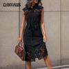 Летнее женское платье с кружевными лацканами, однотонное сексуальное платье, темпераментное элегантное платье