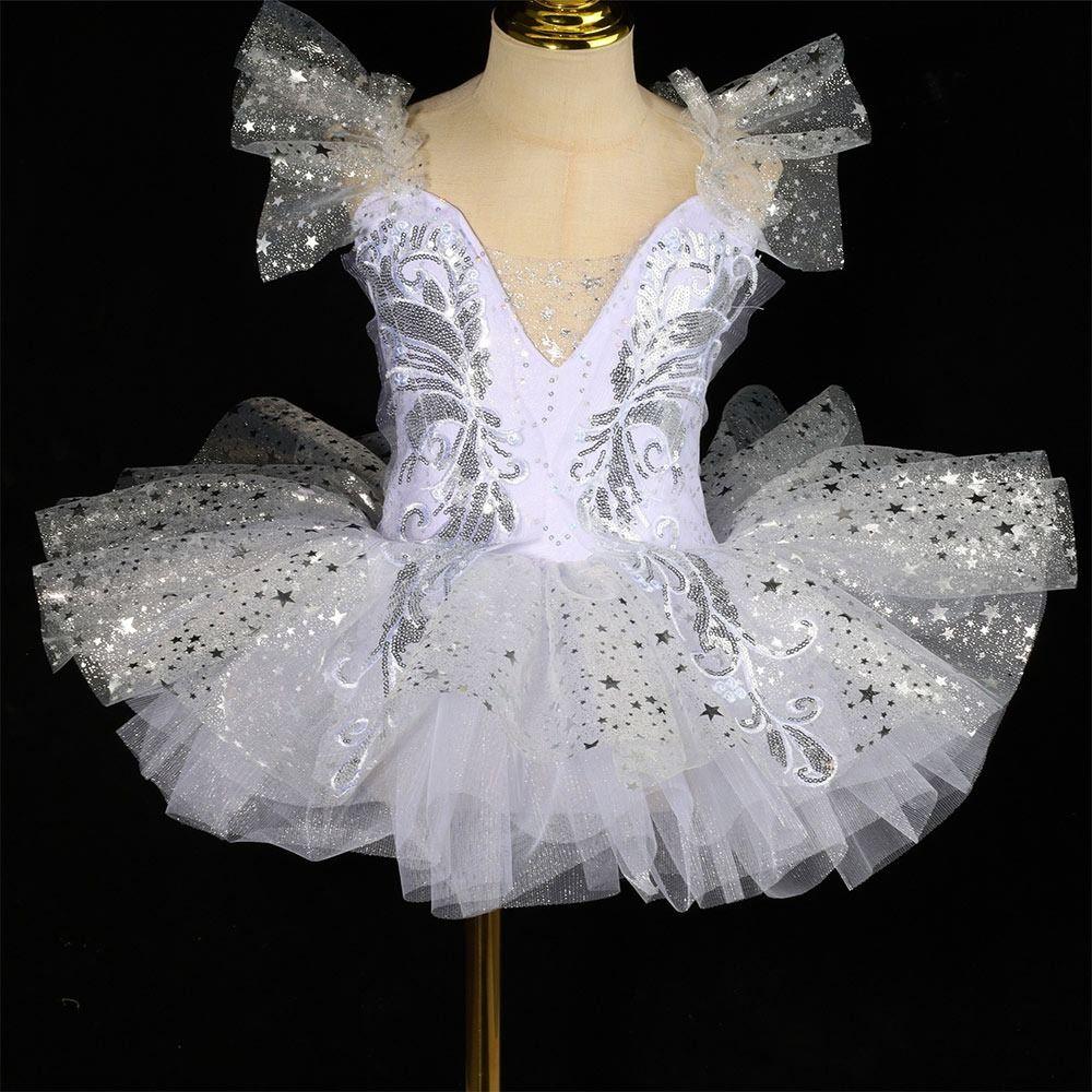 Modern Ballet Tutu White Princess Dress Fashion Performance Clothes  Kids Girls